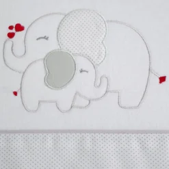 Juego de sábanas cuna franela elefante blanco/gris