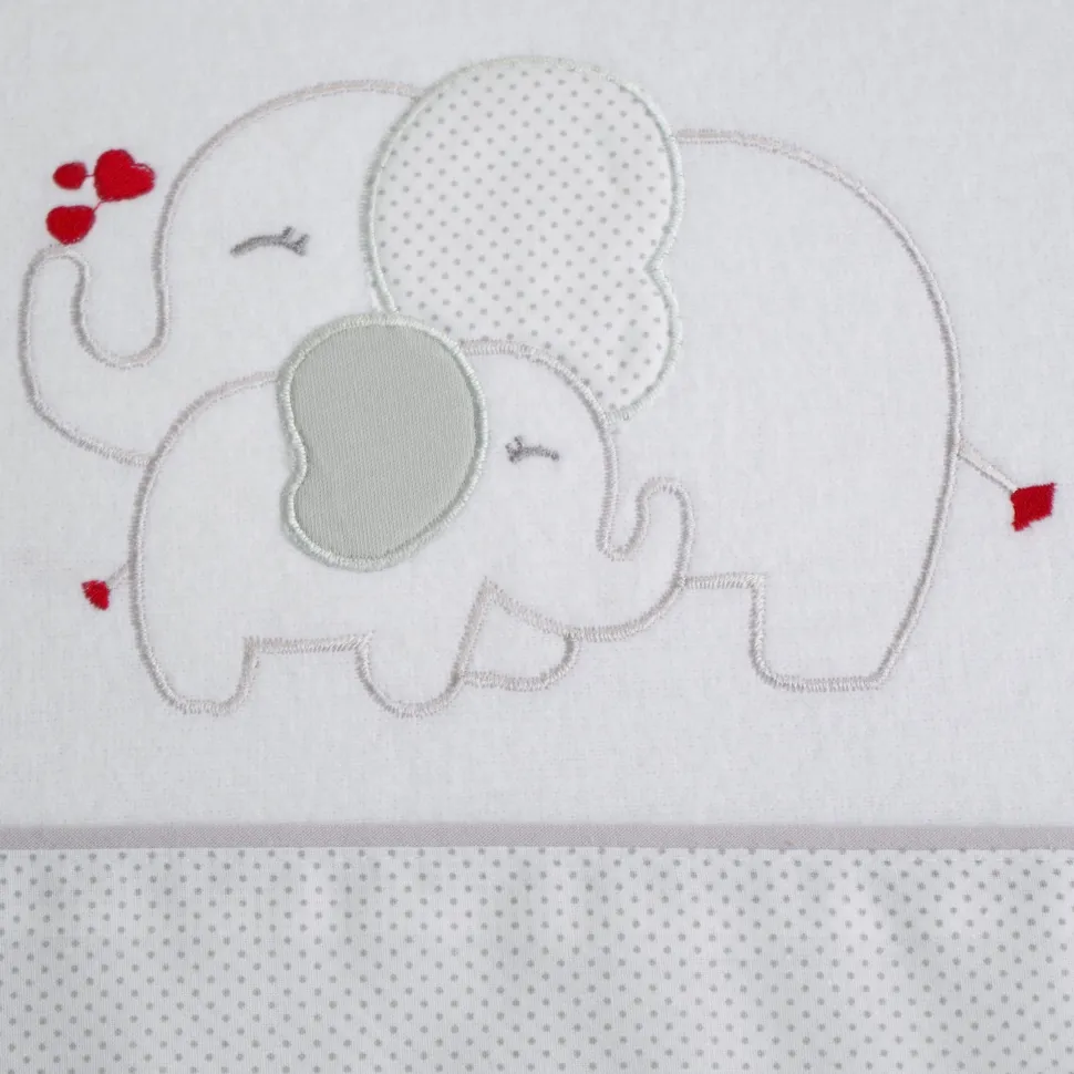 Juego de sábanas cuna franela elefante blanco/gris