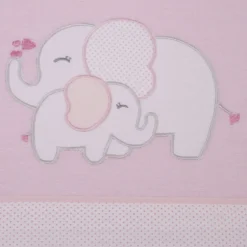 Juego de sábanas cuna franela elefante rosa