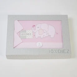 Juego de sábanas cuna franela elefante rosa