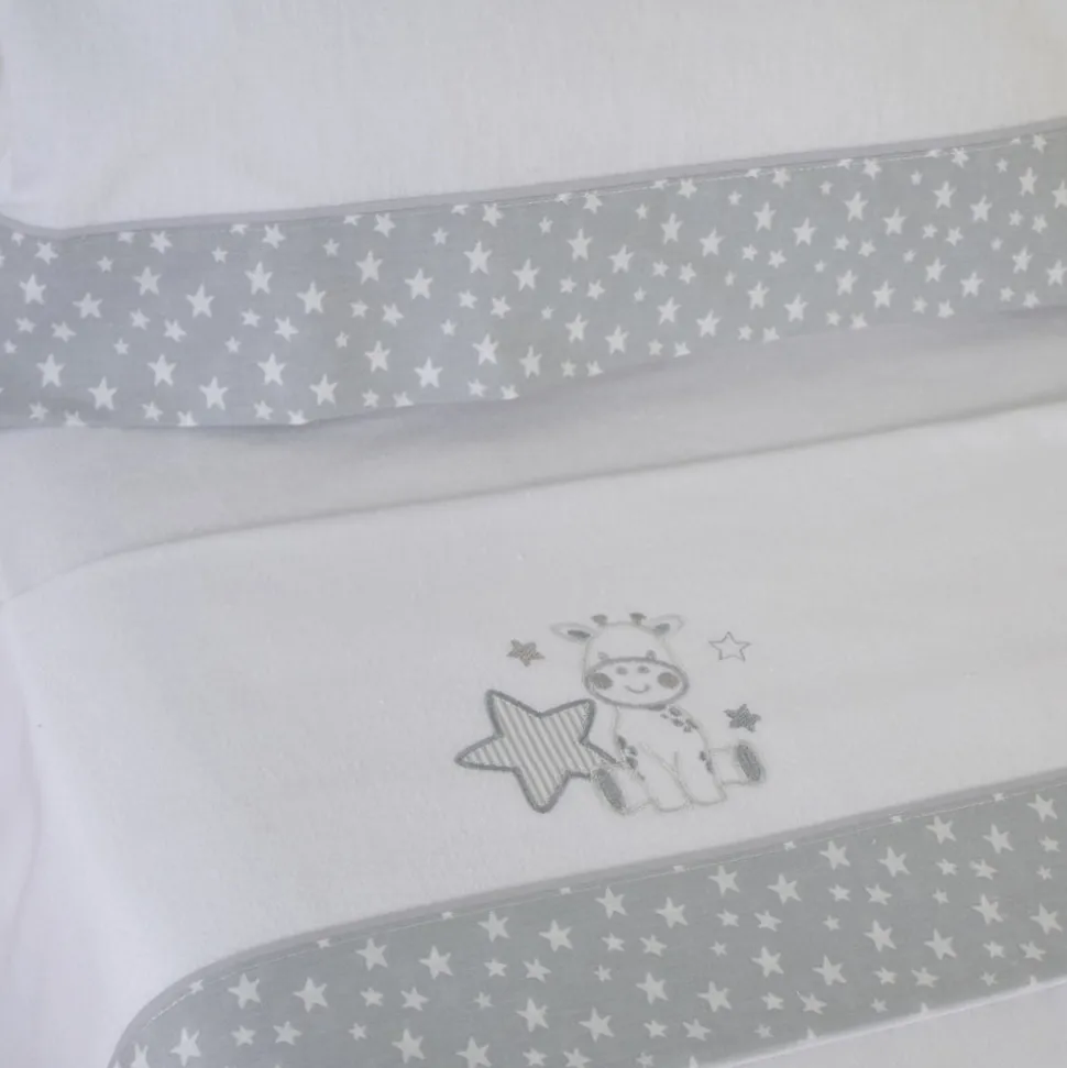 Juego de sábanas cuna franela jirafa 378 blanco/gris