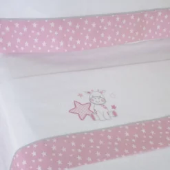 Juego de sábanas cuna franela jirafa 378 blanco/rosa