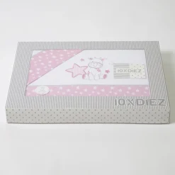 Juego de sábanas cuna franela jirafa 378 blanco/rosa