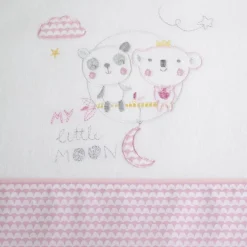 Juego de sábanas cuna franela little moon blanco/rosa