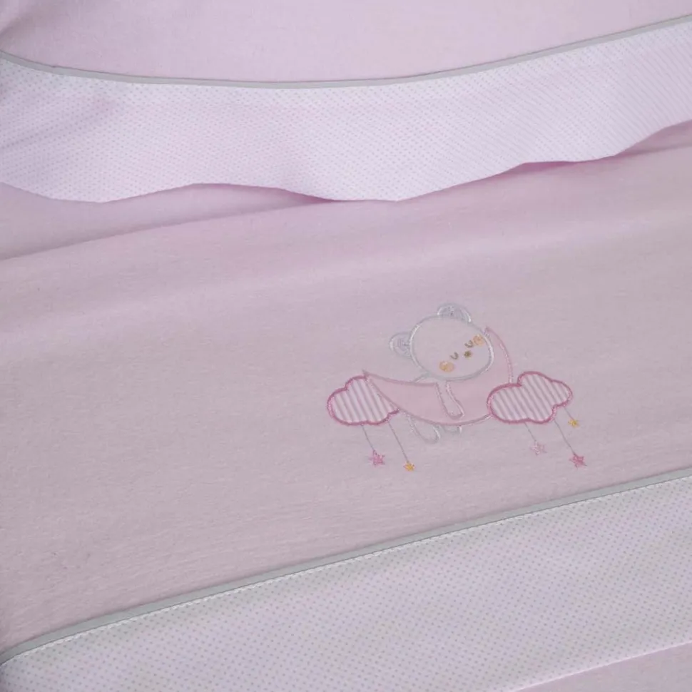 Juego de sábanas cuna franela oso luna 386 rosa