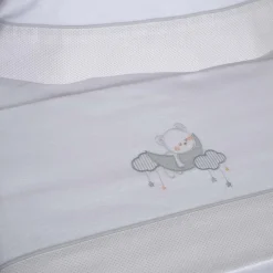Juego de sábanas cuna franela oso luna 386 blanco/gris