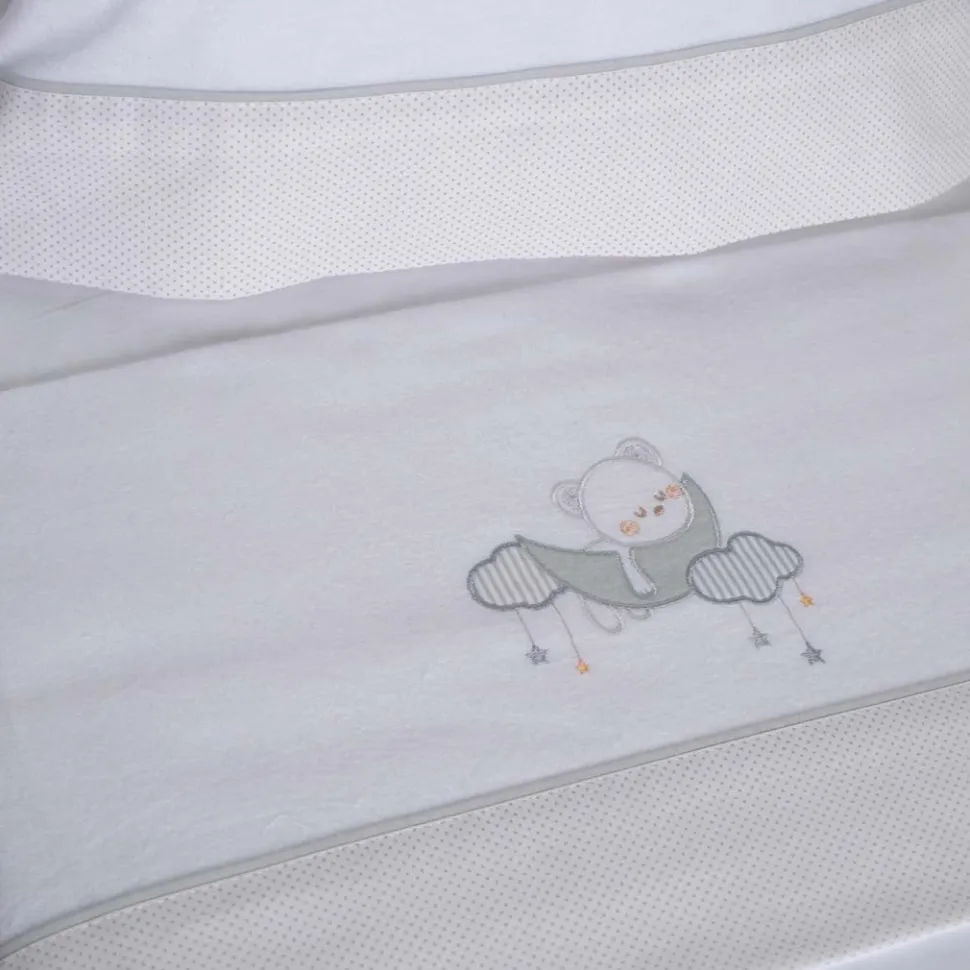 Juego de sábanas cuna franela oso luna 386 blanco/gris