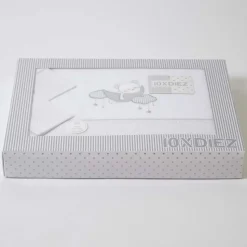 Juego de sábanas cuna franela oso luna 386 blanco/gris
