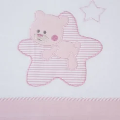 Juego de sábanas cuna franela star blanco/rosa