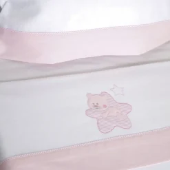 Juego de sábanas cuna franela star blanco/rosa