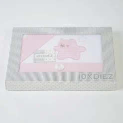 Juego de sábanas cuna franela star blanco/rosa