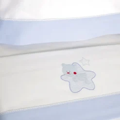 Juego de sábanas cuna franela star blanco/azul