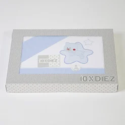 Juego de sábanas cuna franela star blanco/azul