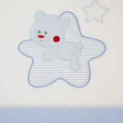 Juego de sábanas cuna franela star blanco/azul