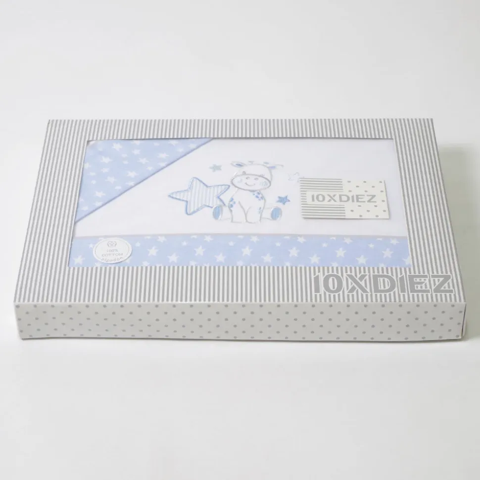 Juego de sábanas cuna jirafa 378 blanco/azul