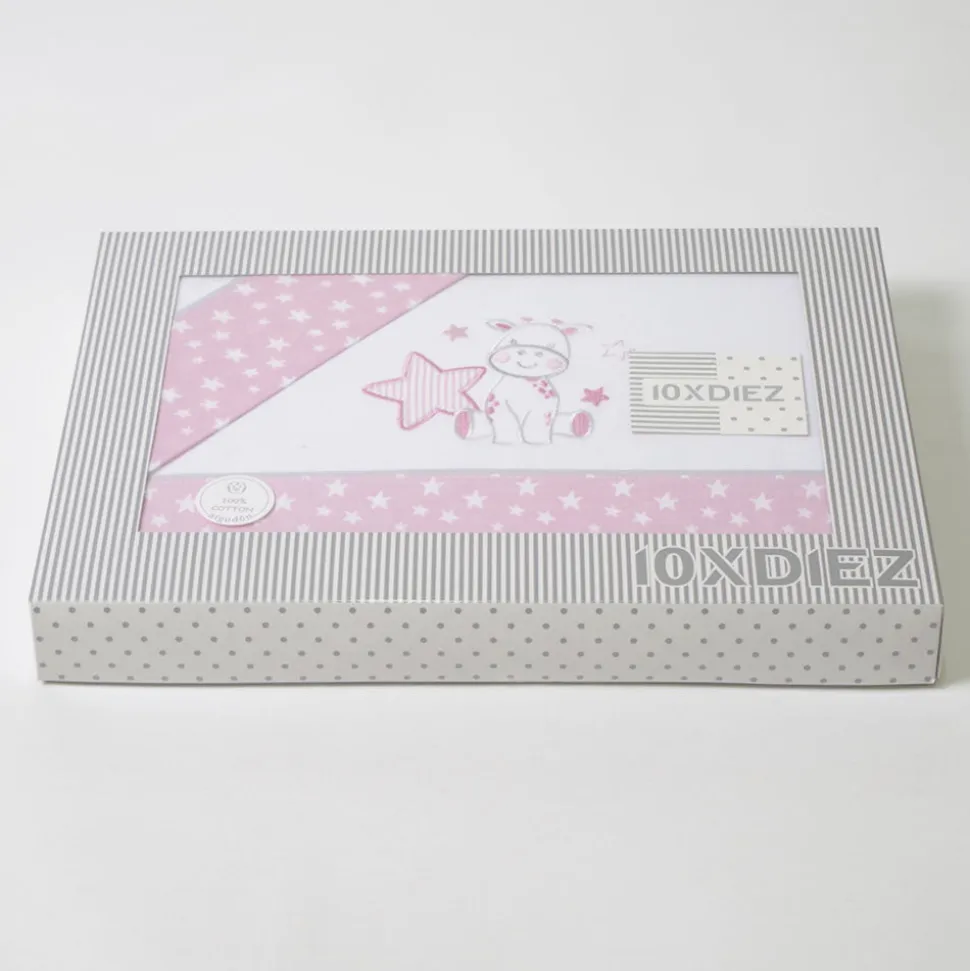 Juego de sábanas cuna jirafa 378 blanco/rosa
