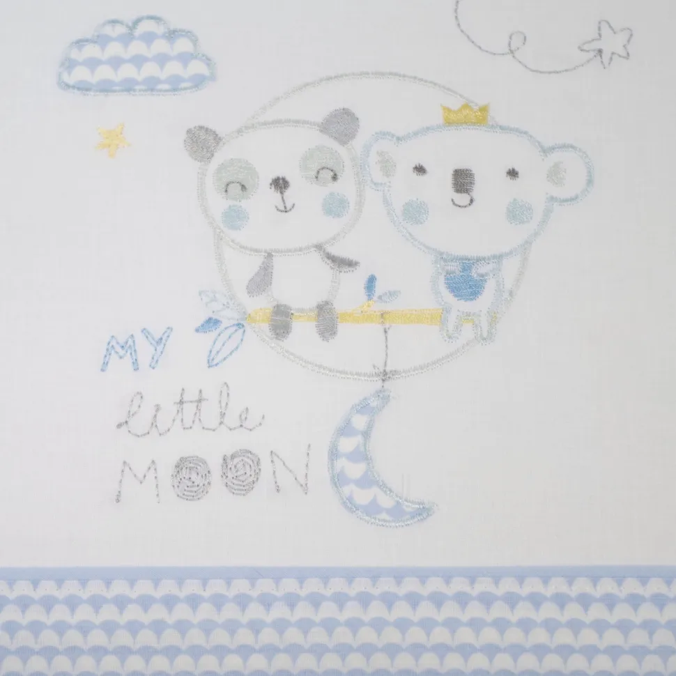 Juego de sábanas cuna little moon blanco/azul