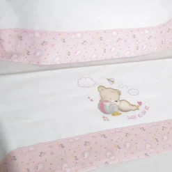 Juego de sábanas cuna oso 292 blanco/rosa