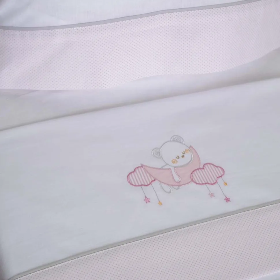 Juego de sábanas cuna oso luna 386 bco/rosa