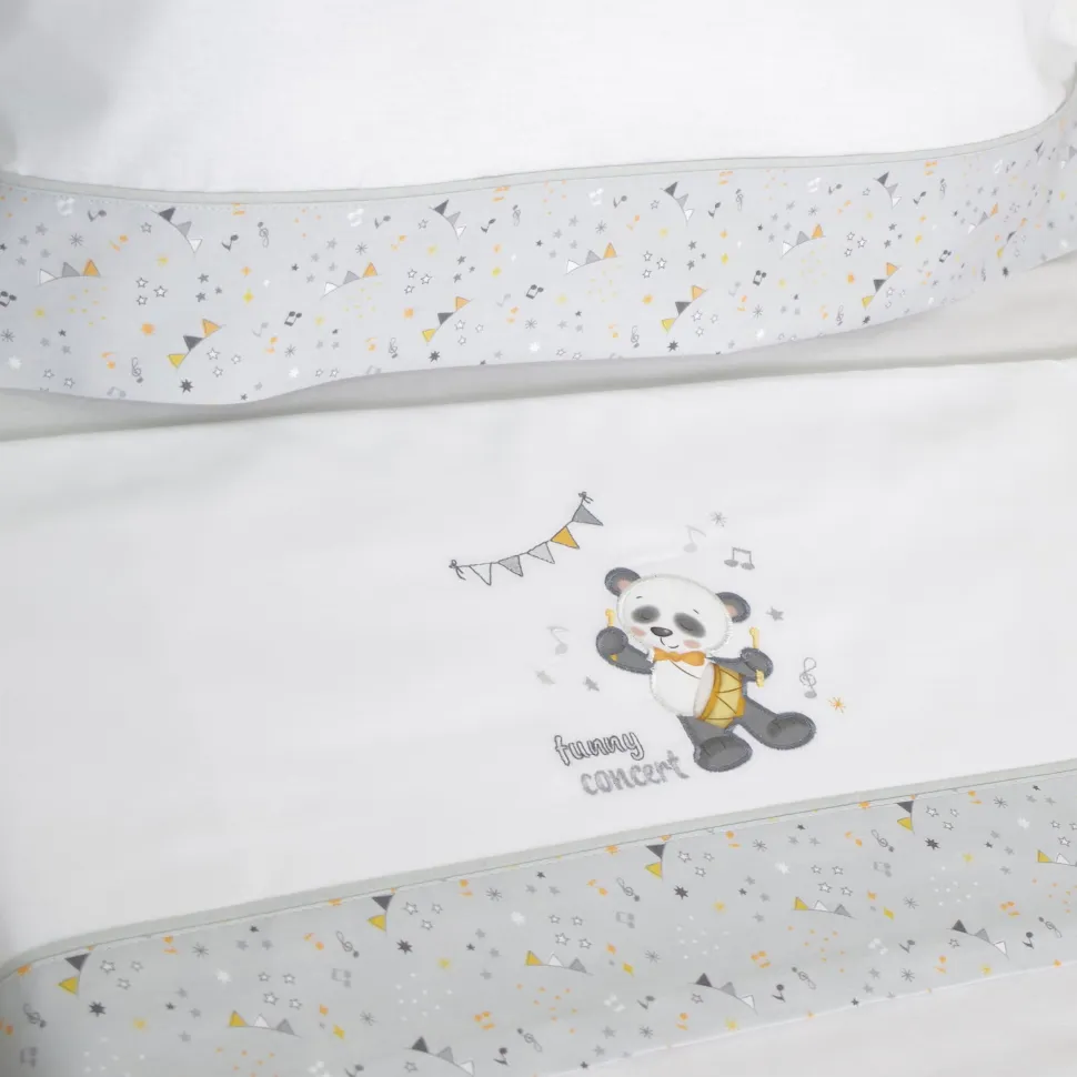 Juego de sábanas cuna panda 293 blanco/gris