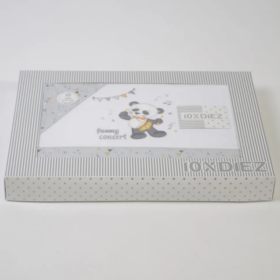 Juego de sábanas cuna panda 293 blanco/gris
