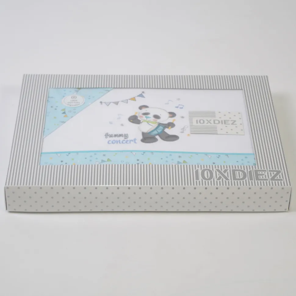 Juego de sábanas cuna panda 293 blanco/turquesa