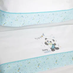 Juego de sábanas cuna panda 293 blanco/turquesa