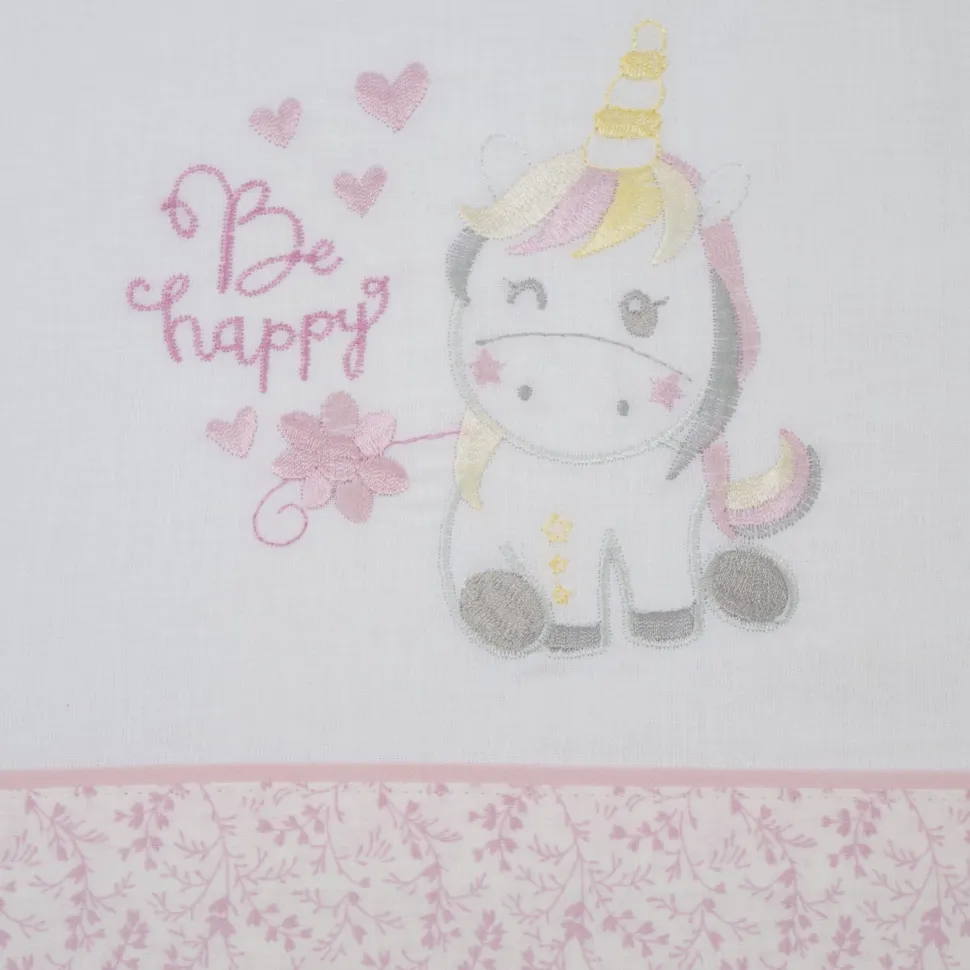 Juego de sábanas cuna unicornio 124 blanco/rosa