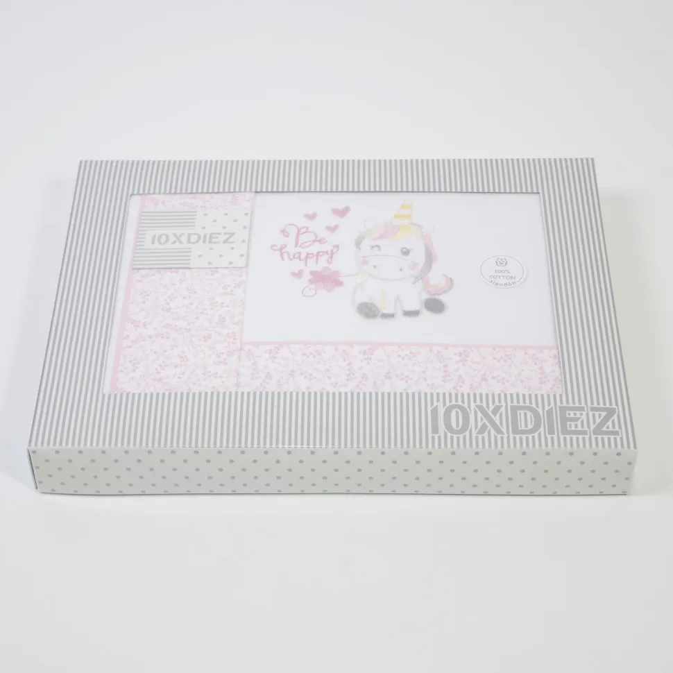 Juego de sábanas cuna unicornio 124 blanco/rosa