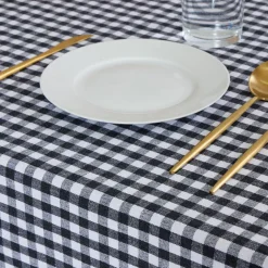 Mantel cotton cuadro vichy carbón
