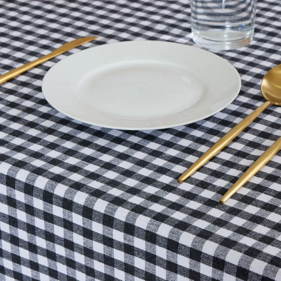 Mantel cotton cuadro vichy carbón