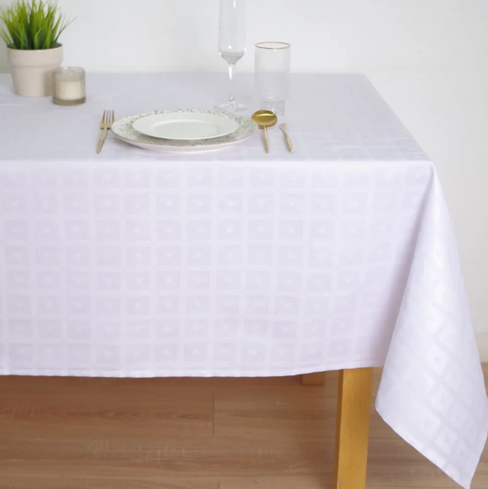 Mantel satén jacquard cuadro hostelería