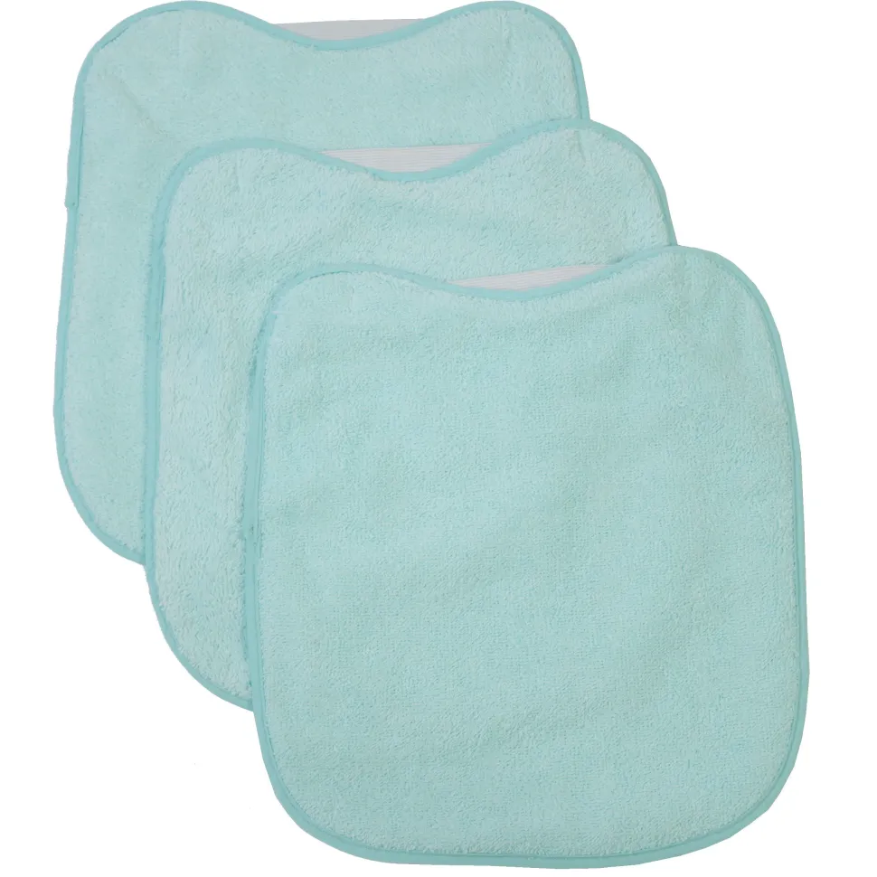 Pack 3 baberos rizo guardería color verde con elástico
