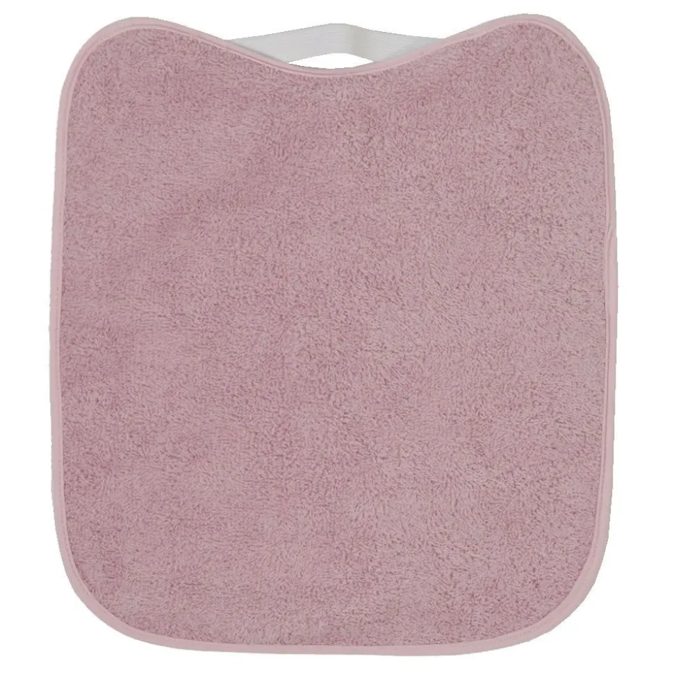 Pack 3 baberos rizo guardería color rosa palo con elástico. Lavables, exterior de rizo y reverso impermeable. Medidas: 33x29cm