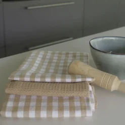 Paño de cocina cotton beige pack 3 unidades