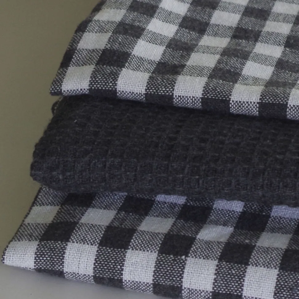 Paño de cocina cotton carbón pack 3 unidades