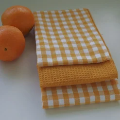 Paño de cocina cotton mostaza pack 3 unidades