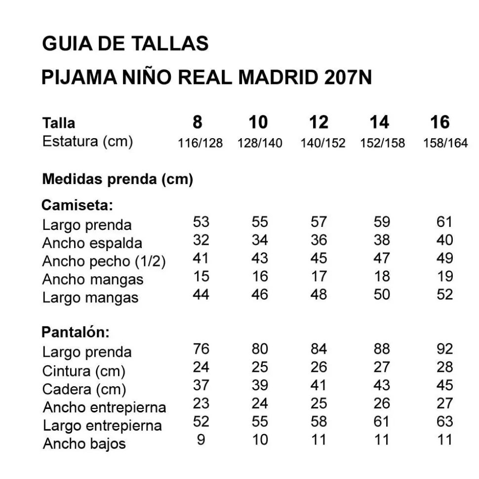 Pijama niño real madrid campeones 207