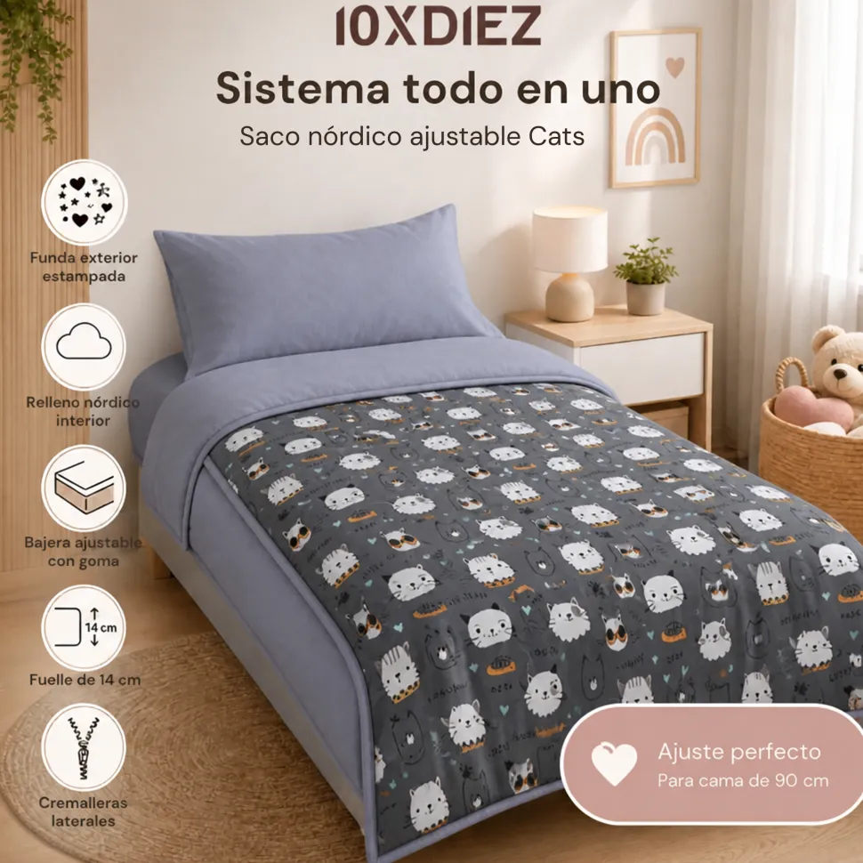 Saco nórdico ajustable cats