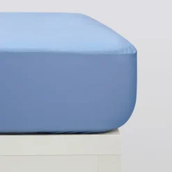 Sábanas bajeras punto algodón orgánico azul