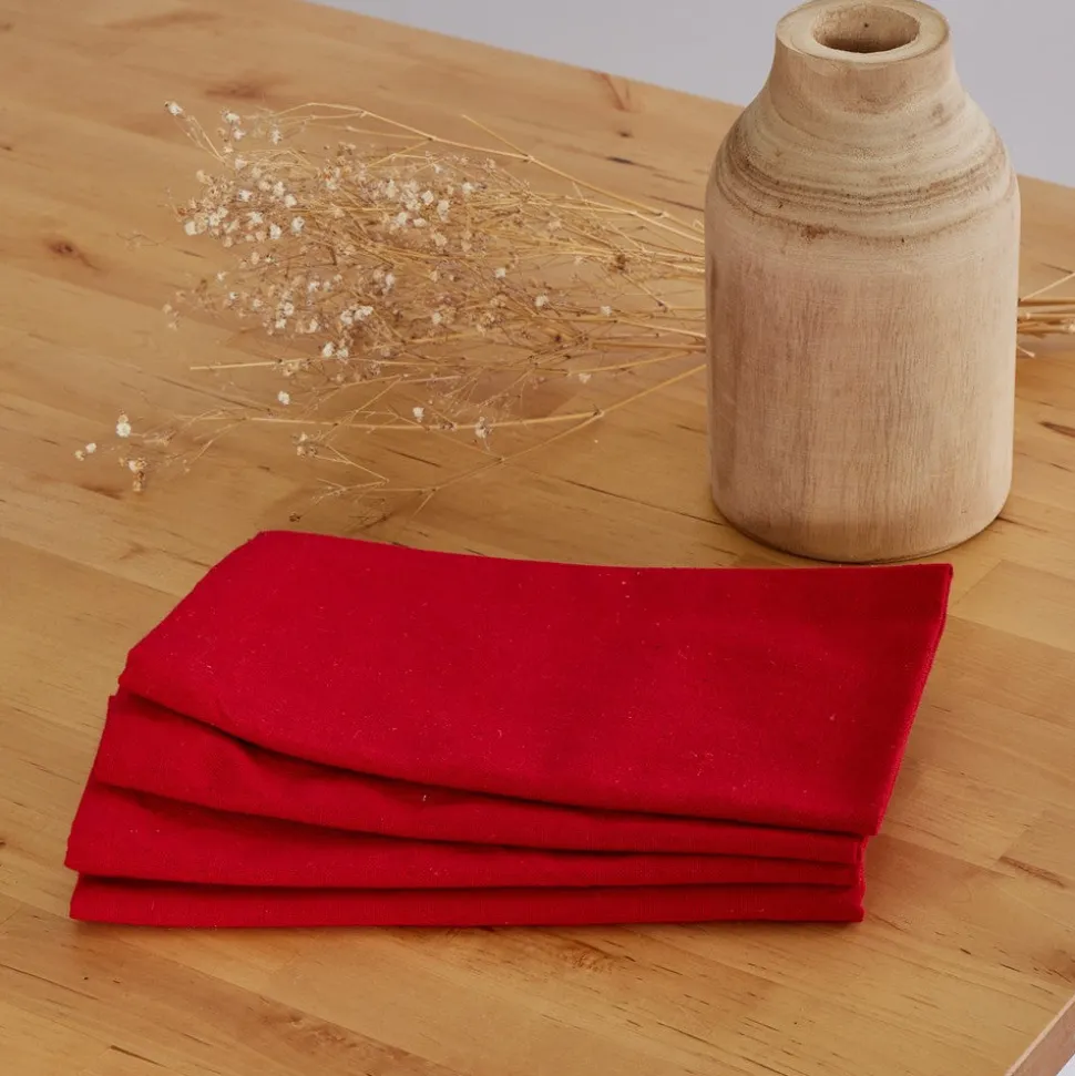 Servilletas cotton rojo pack 4 unidades