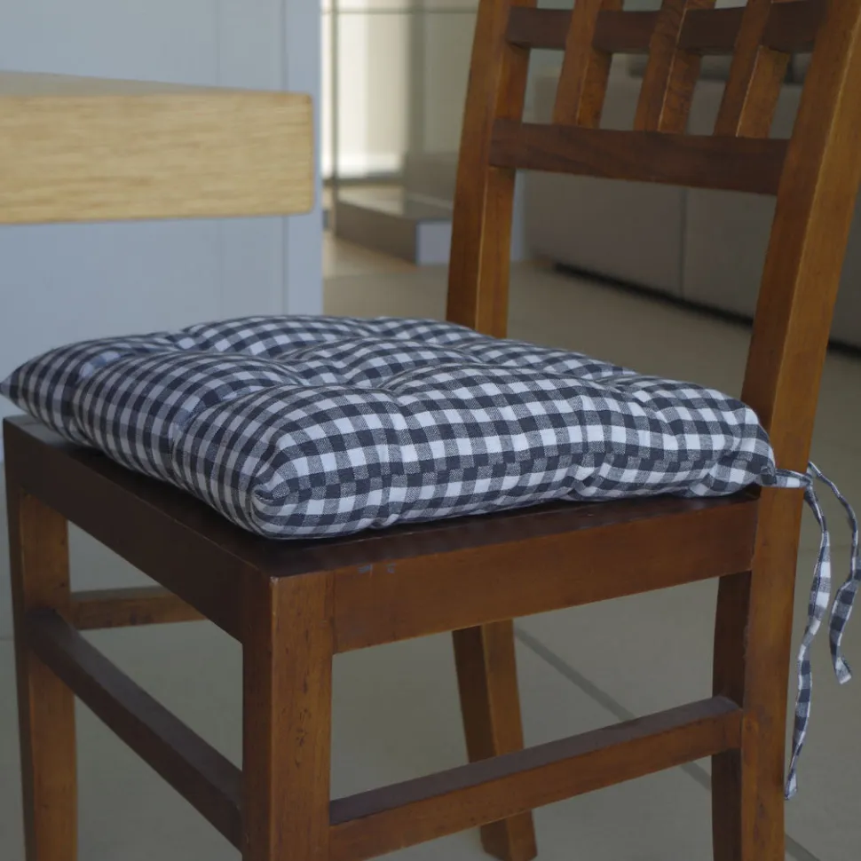 Tapeta silla cotton cuadro vichy carbón