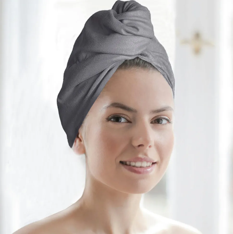 Toalla microfibra para pelo gris plomo